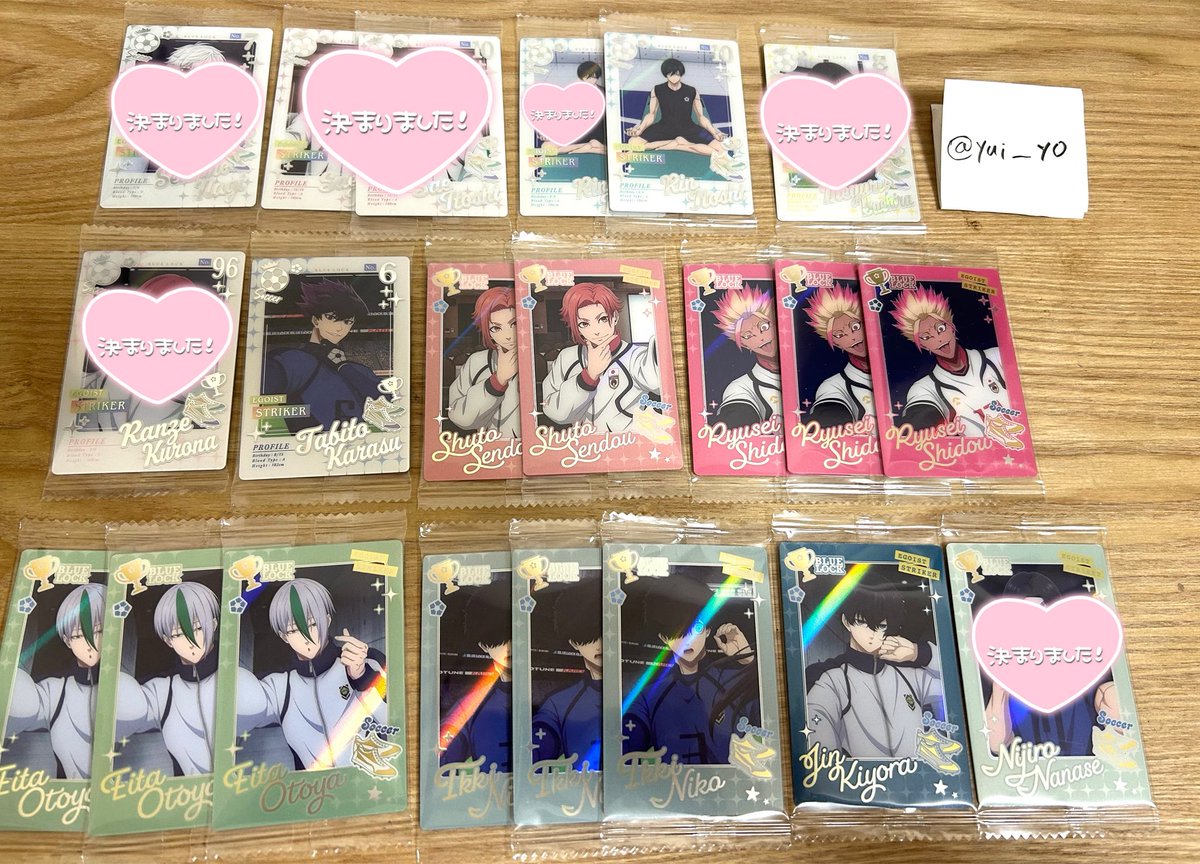 yui__y0's tweet photo. 【交換/譲渡】
ブルーロック ブルロ ウエハース6

【求】千切or 150/枚+送料

【譲】凛、烏、閃堂、士道、乙夜、ニ子、清羅、雷市、蟻生、雪宮、久遠、馬狼、蜂楽、冴

ERはER同士の交換優先
譲渡は条件良い方優先

検索からでもお気軽にお声掛けください🙇🏻‍♀️ https://t.co/XbDTS888DL