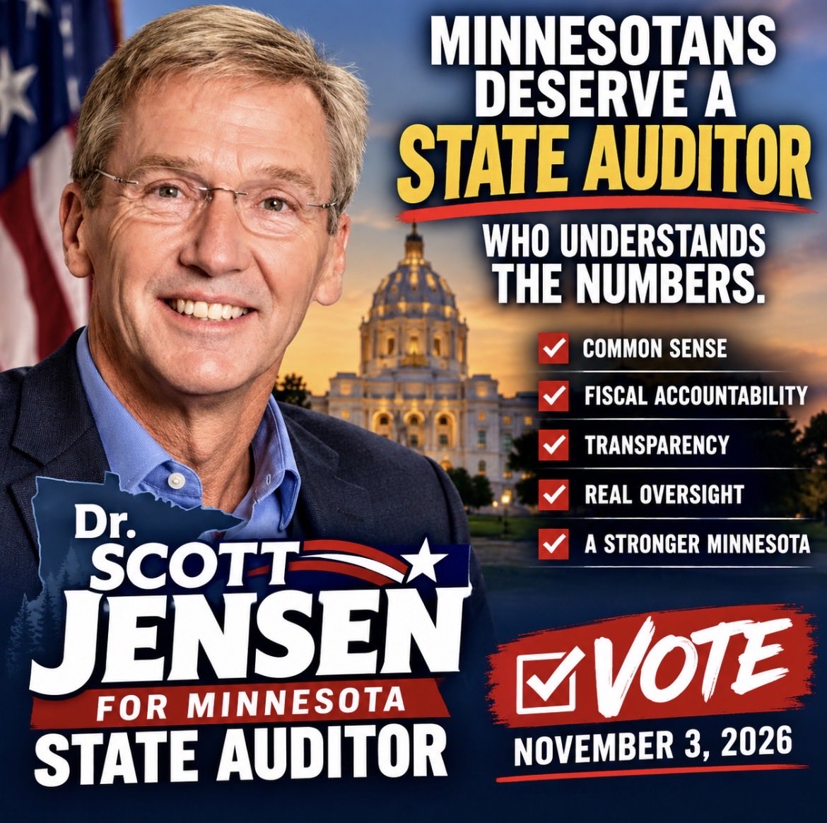 Catbendzick's tweet photo. @MinnesotaDFL #MNPolitics #MNElections2026 #ScottJensen #MNRepublicans #MinnesotaFirst #Election2026 #FiscalResponsibility #TaxpayerAccountability #GovernmentTransparency #FollowTheMoney #StateAuditor https://t.co/sxqRTseMxN