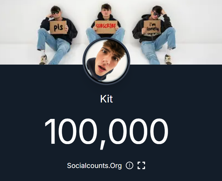 BLOXmcUpdates's tweet photo. 🎉 CONGRATULATIONS TO KIT FOR HITTING 100.000 SUBSCRIBERS ON HIS IRL CHANNEL!

I think we need an upload to celebrate this... @wispexe https://t.co/JBeXXT9gF0