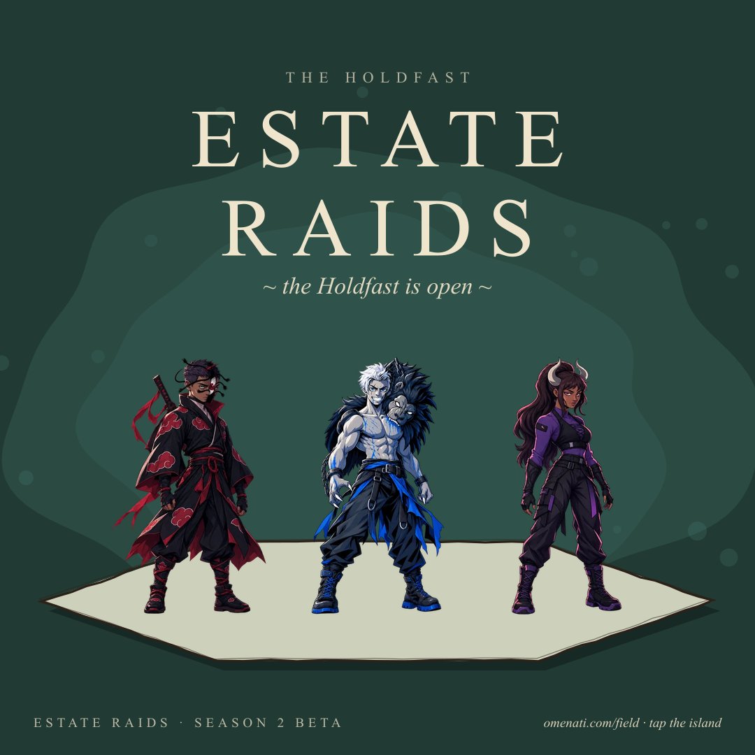 omenatiii's tweet photo. The Holdfast is open.

Estate Raids, the OMEN island game, is live in beta for every household that signed up.

Your OMEN fight as themselves: drawn full-body from their own art, every move animated.

Raid estates. Build your fort. 
Hold back the tide.

https://t.co/5plasQvuNk · tap the island