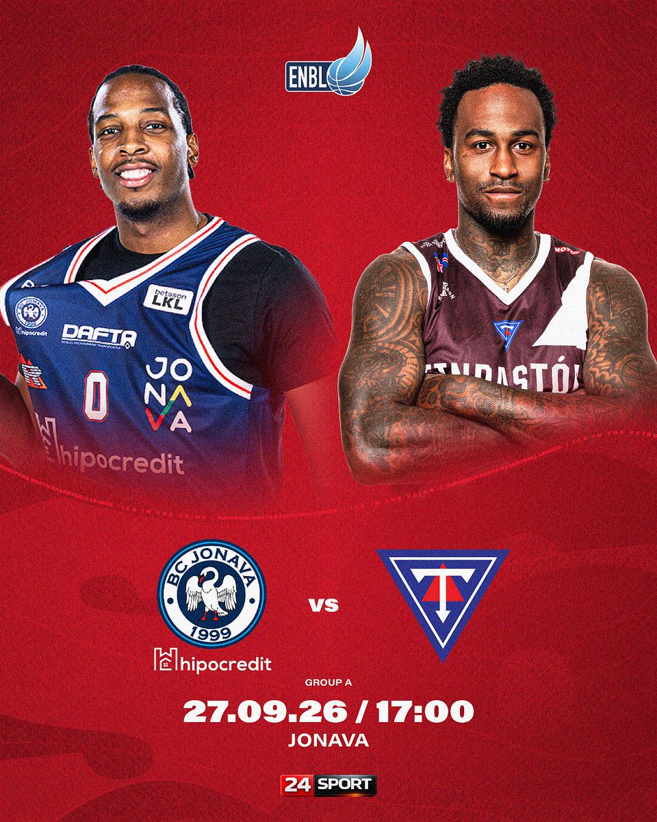 enbleague's tweet photo. SUNDAY HOOPS IN JONAVA!
Home court is ready. Now it’s time to play.
⏰ 17:00
📍 Jonava, Lithuania
📺 24 Sport
#ENBL2026 #iceintheveins #jonava https://t.co/P12YcFycd9