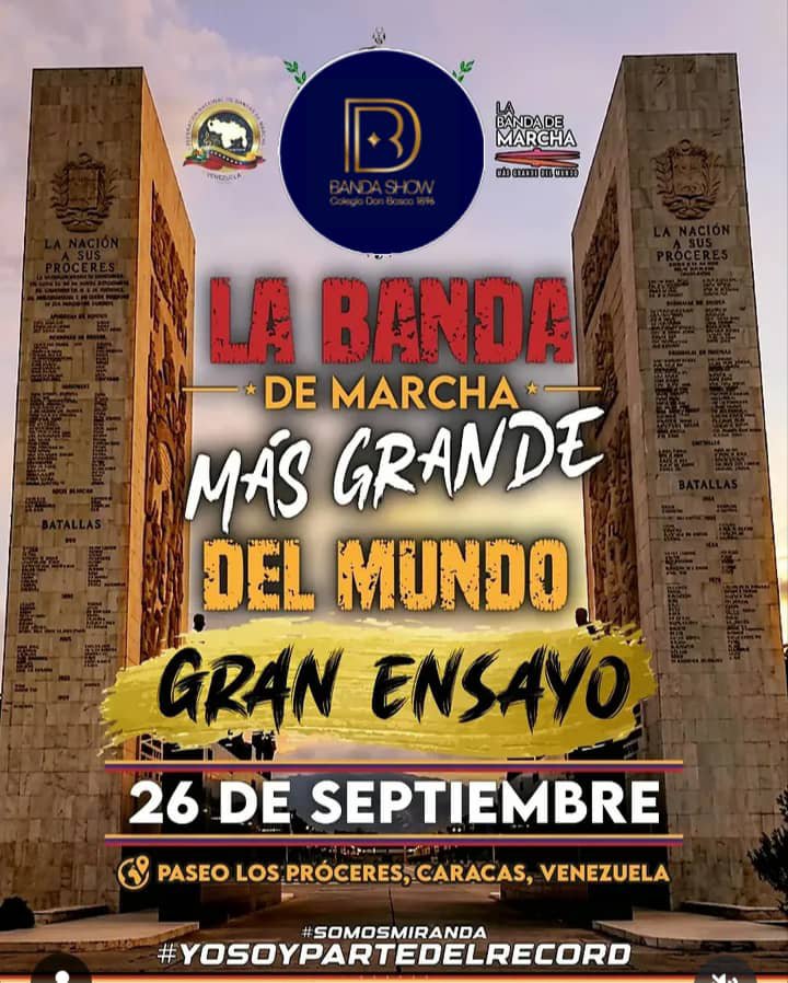 bscdonbosco's tweet photo. Ensayo, Récord Guinness en Caracas, con varios compañeros https://t.co/r1pYSKqSQw