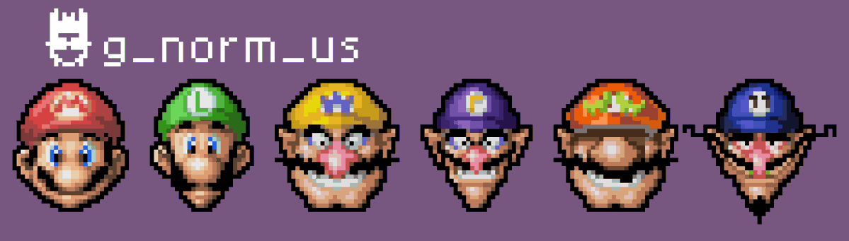 g_norm_us's tweet photo. Super Mario 64 DS - Wanted with all 6 Plumbers which includes Waluigi, Wawario, and Wawaluigi... you can even play this on the Blue 3ds XL and the Black Wii U XL!

(fr I made Waluigi's  icon years ago and I wanted to take the opportunity to make something funny.

#mariofanart https://t.co/ZqaXmewiNC