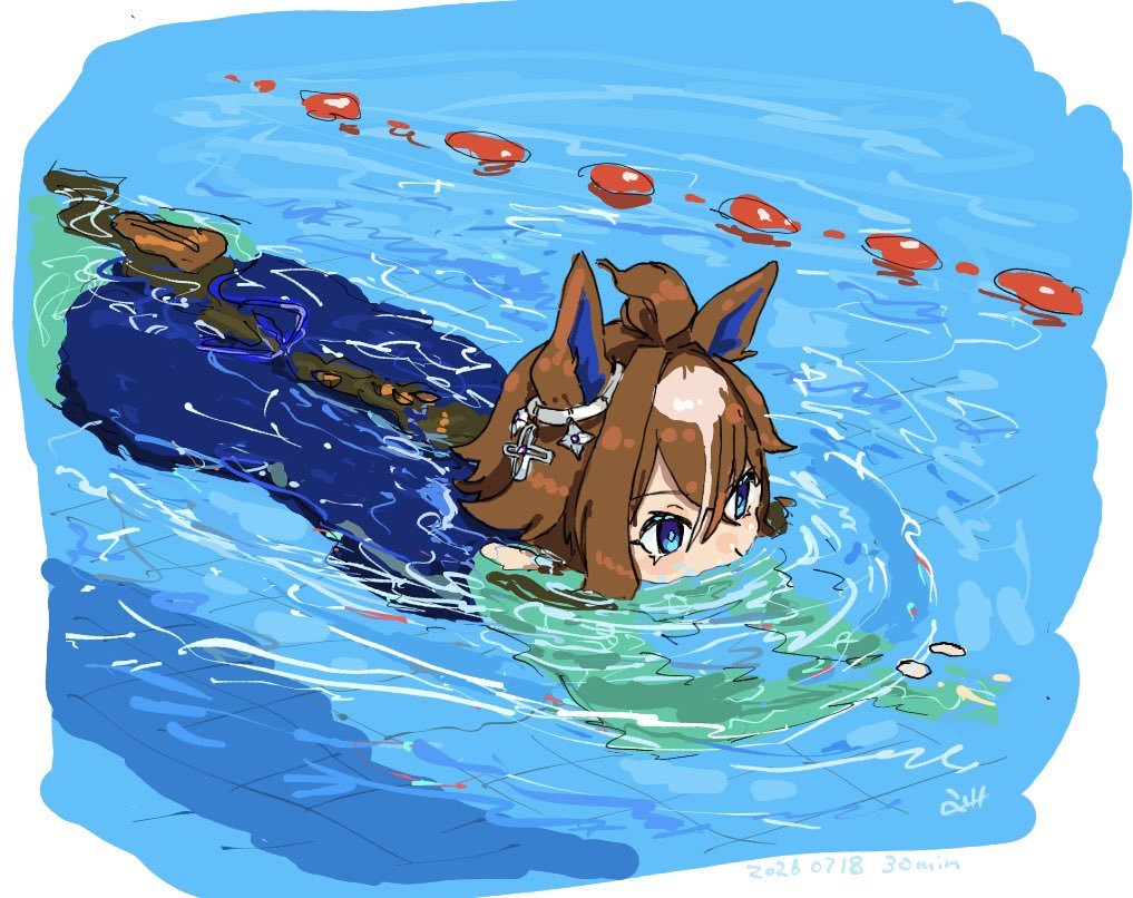 4me_4ma's tweet photo. スプリンターズステークス！
水泳ウマ娘は良いですぞ🏊️

フラワーのスプリンターズS92年はバルセロナ平泳ぎ金の岩崎恭子🏊️ https://t.co/UABhsh8IKM
