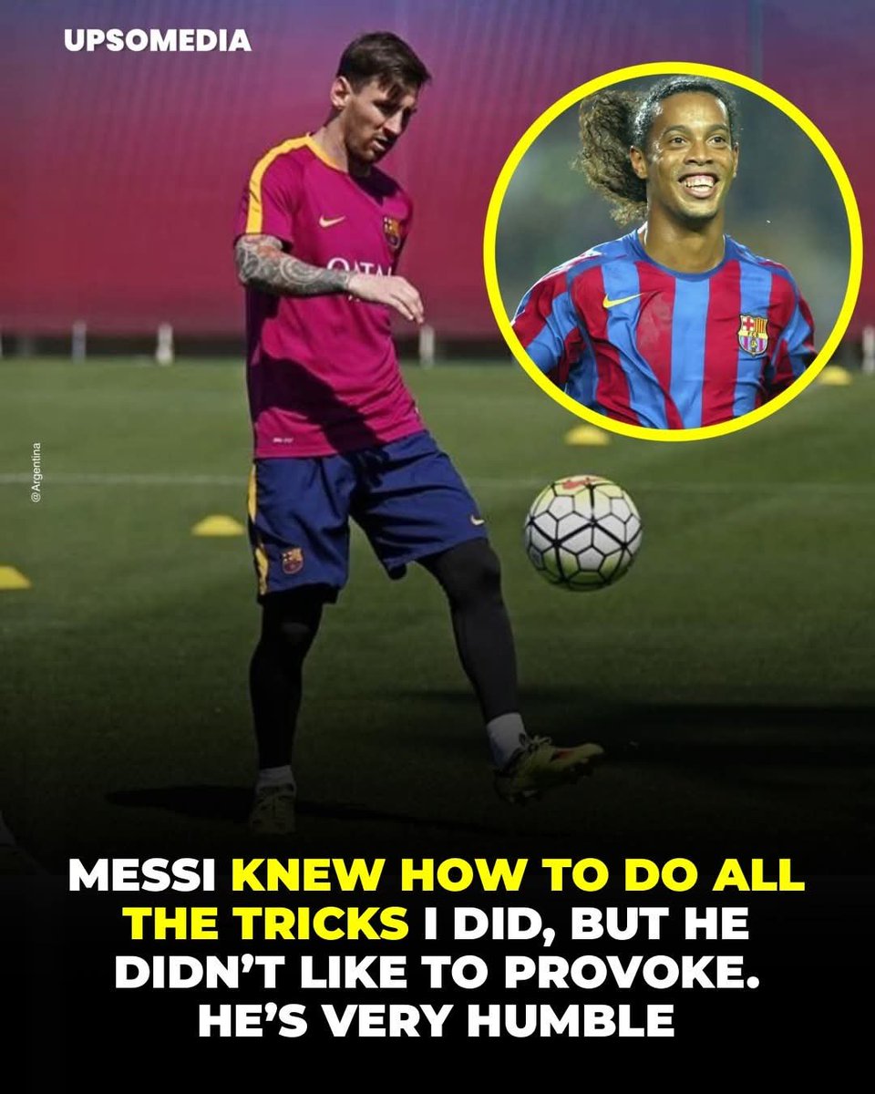 VAMOS_MESSI10_'s tweet photo. @leomessiforeve 🗣 Ronaldinho: “Messi knew how to do all the tricks I did, he just didn’t like to provoke. Everything I did, he also knew how to do, but we have different ways of playing, he is very humble in everything.” https://t.co/Fv53lkN759