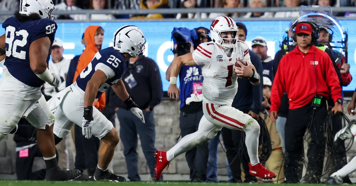 PennStateOn3's tweet photo. Matt Campbell spent the preseason warning Penn State that a storm would come. Saturday night, it arrived as a 24-20 loss to Wisconsin.

New from @NateBauerBWI 🔗  https://t.co/YNipiv0ohz https://t.co/hRL7rLQAIR