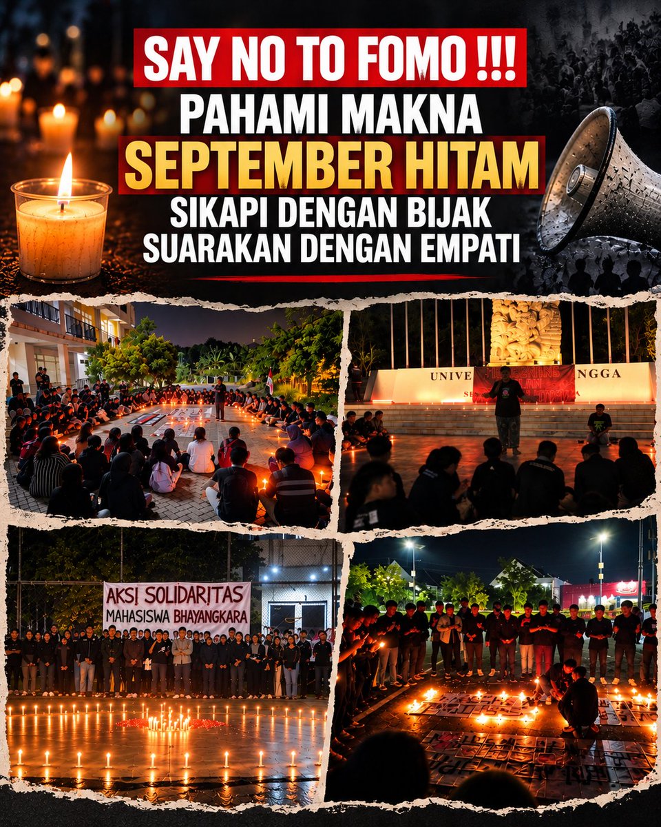 jagainbareng's tweet photo. Jangan ikut ramai cuma karena FOMO. 🖤
Pahami dulu makna September Hitam, cek konteksnya, lalu bersuara dengan empati. Karena peduli bukan soal paling keras—tapi paling sadar.
#SeptemberHitam #SayNoToFOMO #GenZBijak #SuarakanDenganEmpati #PahamiSebelumBersuara https://t.co/rWciFvfn6O