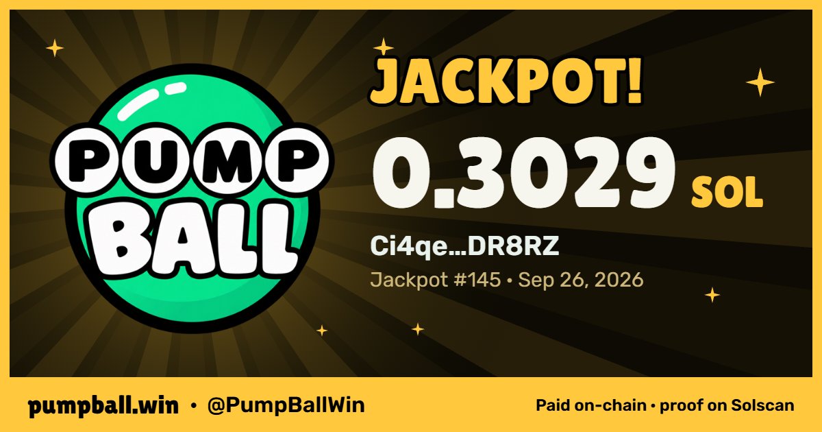 PumpBallWin's tweet photo. On only the third spin someone has managed to win the jackpot! https://t.co/5ebI0ug3ct