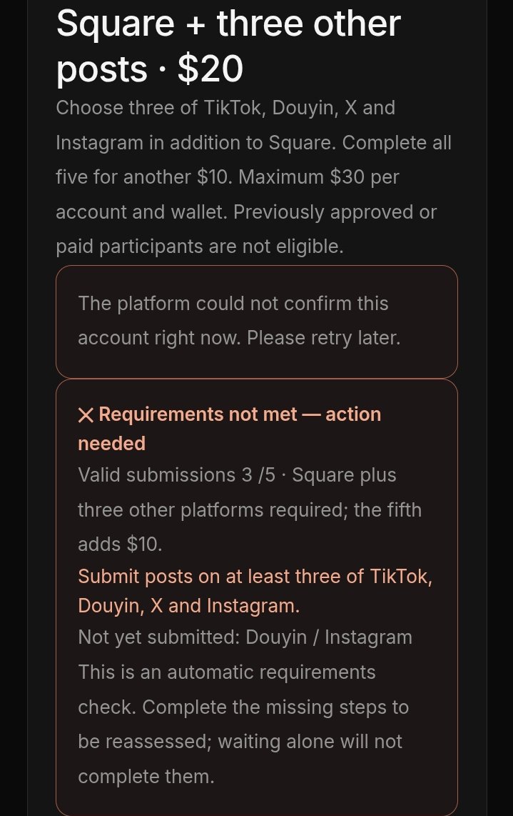 switchxyzz's tweet photo. @usebPay Why can't submitted instagram post and always showing this error, hope get fixed, please, thanks https://t.co/s9XNHYTETP