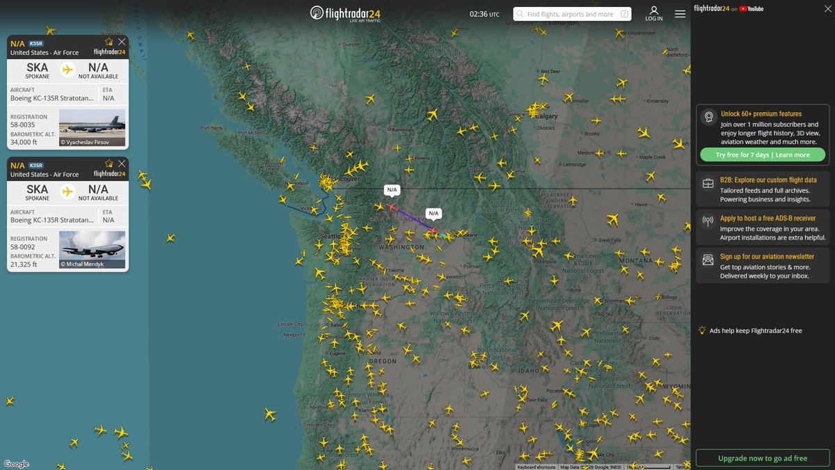 AIYeyENGDdJkjTr's tweet photo. Sept. 27, 2026
#Fairchild Air Force Base ==>
#NoCALLSIGN #AE0143 USAF KC-135R Stratotanker
#NoCALLSIGN #AE025D USAF KC-135R Stratotanker
#NoCALLSIGN #AE0594 USAF KC-135R Stratotanker https://t.co/WSAeprO5fj
