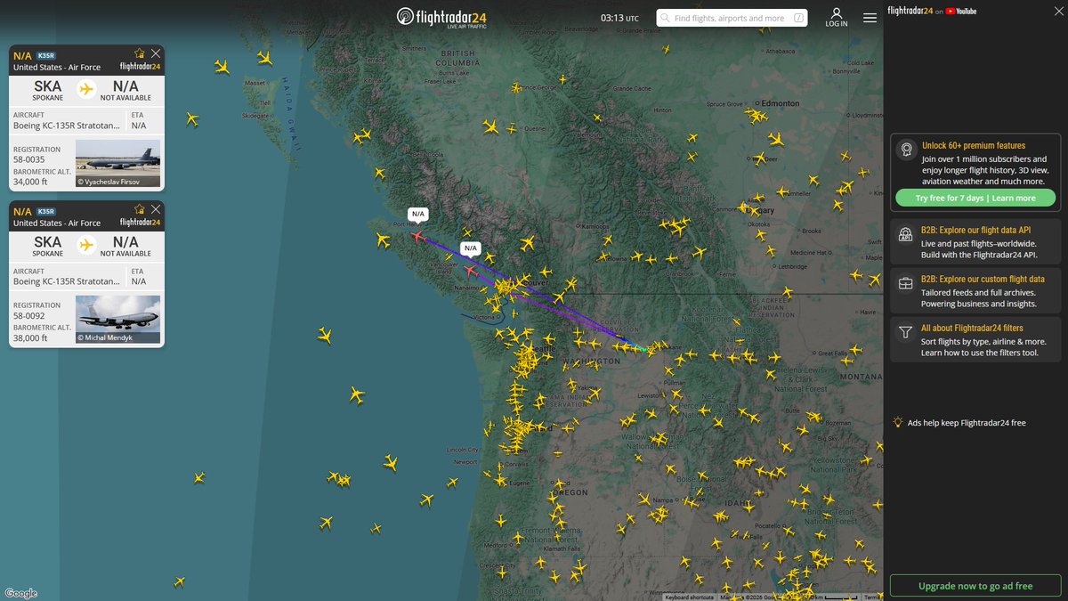 AIYeyENGDdJkjTr's tweet photo. Sept. 27, 2026
#Fairchild Air Force Base ==>
#NoCALLSIGN #AE0143 USAF KC-135R Stratotanker
#NoCALLSIGN #AE025D USAF KC-135R Stratotanker
#NoCALLSIGN #AE0594 USAF KC-135R Stratotanker https://t.co/WSAeprO5fj