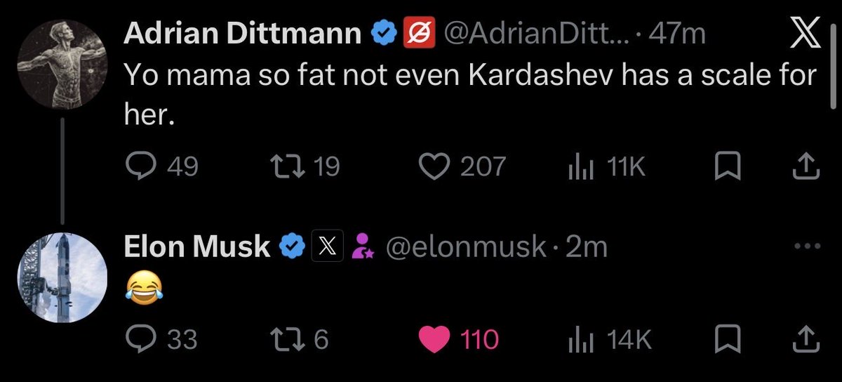 _Shadow36's tweet photo. Yall wanna run a coin to a billion or not?

$urmom 

0x4874845b0d4aCffd896DdE1E42828A543717AF7f 

They all love these jokes.

It pays you tokenized spaceX

It is paired with SpaceX

And one of the two coins elon ideated himself.

Free man. https://t.co/zIt6yZGTwZ