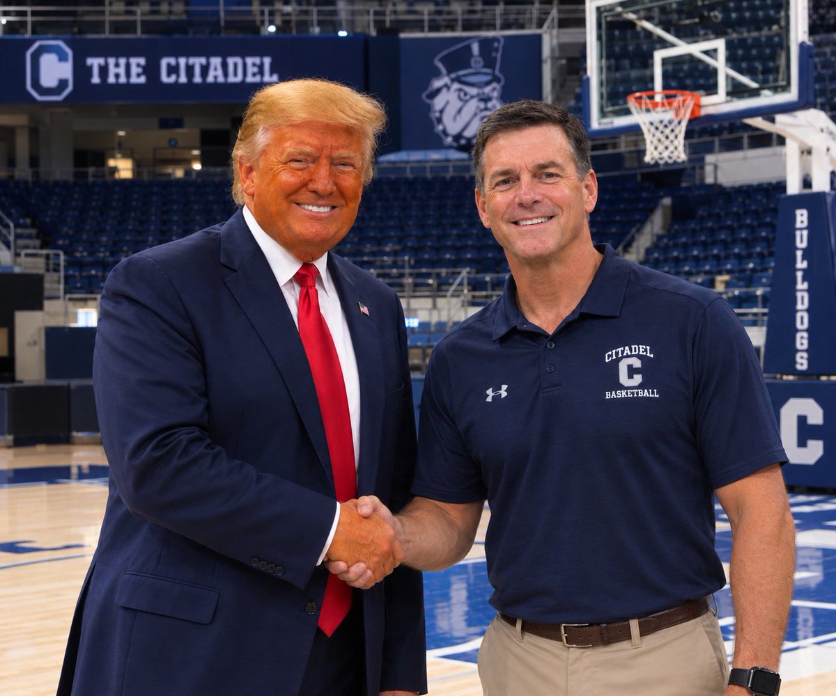 StanRobSports's tweet photo. BREAKING: I’m told Donald Trump will be in attendance for the outdoor college basketball games Sunday, featuring the Citadel, Charleston, Vanderbilt and Virginia.

“I’ve always admired the job Ed Conroy has done. I’m the only one that fights harder for our military,” Trump said. https://t.co/MlFVImD6Mi