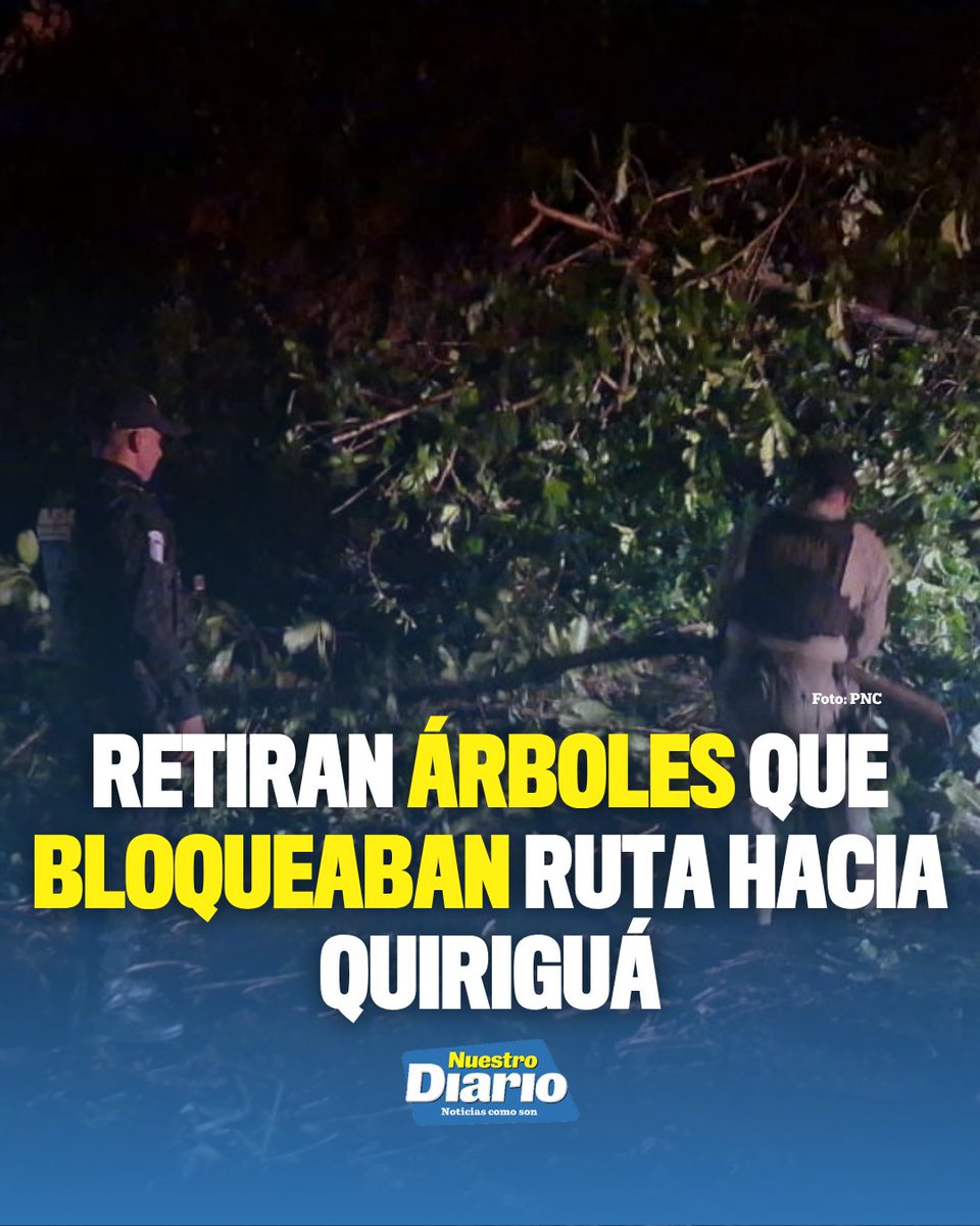 🌳 RETIRAN ÁRBOLES QUE BLOQUEABAN RUTA HACIA QUIRIGUÁ 🌳 Agentes de la PNC y socorristas retiraron varios árboles que habían caído sobre la ruta principal ha…