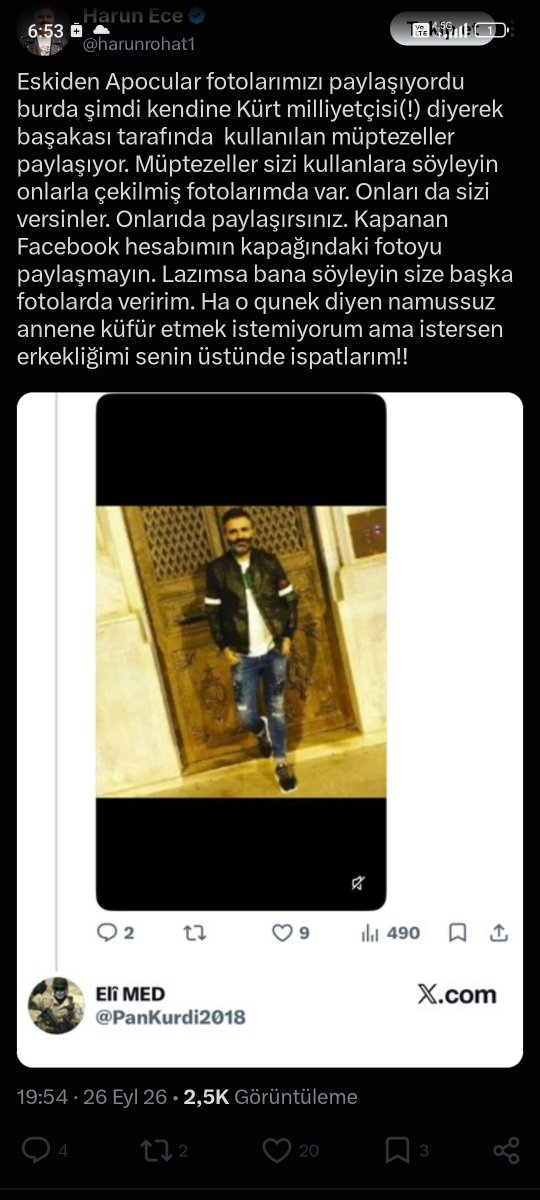Qazimmihe5's tweet photo. Kimden bahsettiğini bile  bilmiyorum yayınlarda kısmetse olur fanları ile yayın yapıyorsun komik geldin paylaştim sen Kürtlere hakaret eden müptezel insanlara takılan muptezelsin Êli arkadaşta soru sormuş qunek mi diye evet veya hayır diybilirisin akrep aşk erkeği https://t.co/lsIFciXg0w