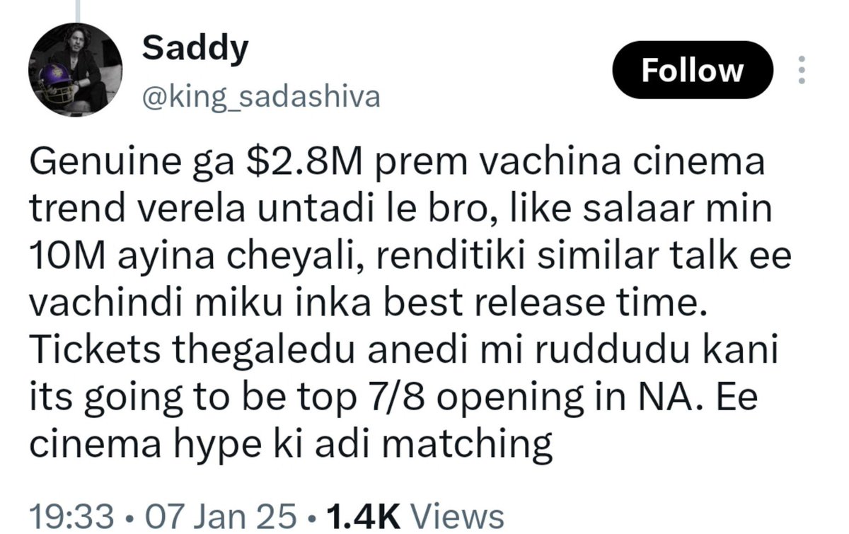 Baadshah9999's tweet photo. Thondara padi o kukka munde morigindi..
Cut cheste 3.1M Premiers tho Closing < 5.5M pettadu PK 🤭🤭 https://t.co/MseHZ6iAl4