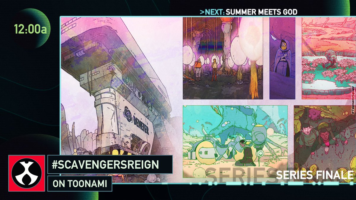 ToonamiSquad's tweet photo. Toonami is ready for launch! 

The Better Cartoon Show's month long event for Scavengers Reign concludes!

#ScavengersReign on Toonami https://t.co/NUg42wJQDW