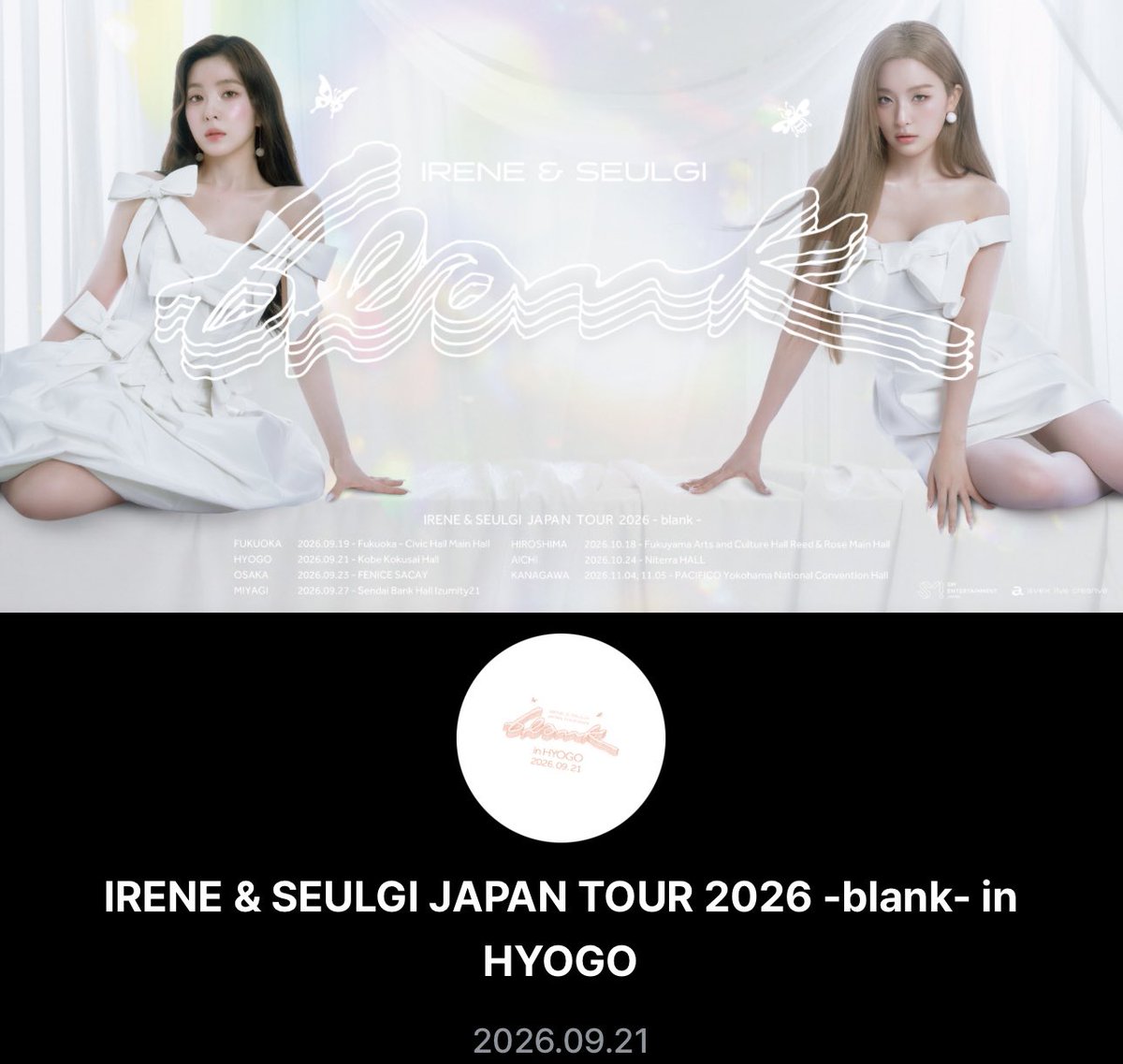 yxremm__'s tweet photo. 260921 IRENE &amp; SEULGI JAPAN TOUR 2026 -blank- Kobe

"고베야호〜✌🏻" https://t.co/ed2Vt8LMtx