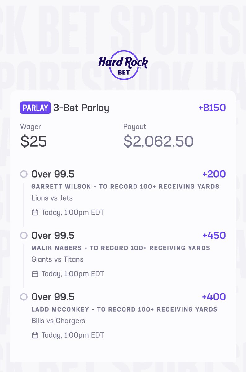 ShermPicks's tweet photo. NFL Parlay

Who sells this?

#Gambling𝕏 #hardrockbet https://t.co/JLRIsNcoFS