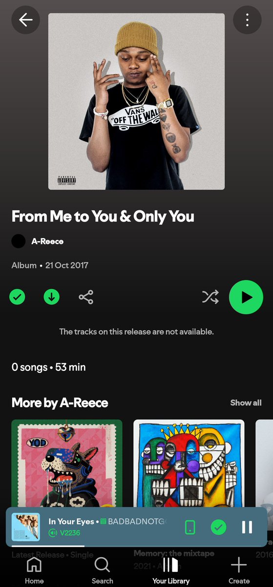 HTDoesntExist's tweet photo. Yo @reece_youngking at this point, all your catalogue will be gone off of Spotify.  We lose our favorite songs, made peace with some albums disappearing, but you see now? Now ho vaya tse ding and re ka se utlwane fam. Dintshang kant jo?😪💔 https://t.co/5lnlSUwCIE