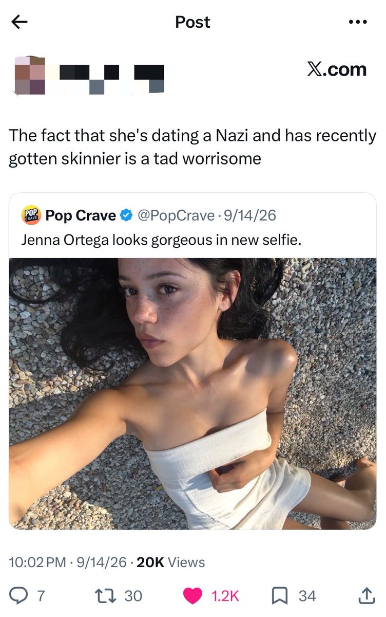 xAnonymous_Anon's tweet photo. Perhaps 24 will bring her closer to wisdom, maturity and the courage to dump her scumbag, Nazi abuser boyfriend! (I am begging and praying - Jenna Ortega we are tired of the clownery) https://t.co/ixeehJ8ZPH