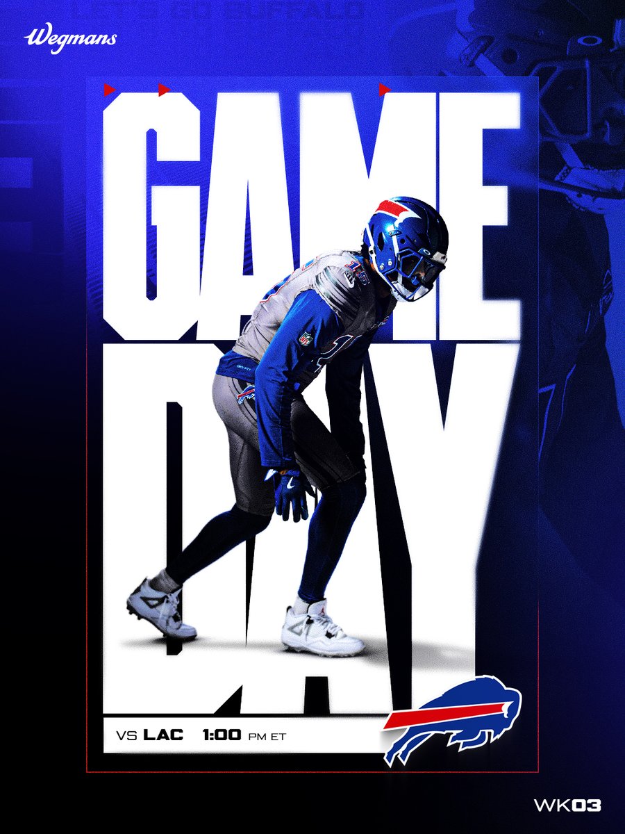 BuffaloBills's tweet photo. GAME. DAY. 

@Wegmans | #LACvsBUF https://t.co/P3K7X0rTIr