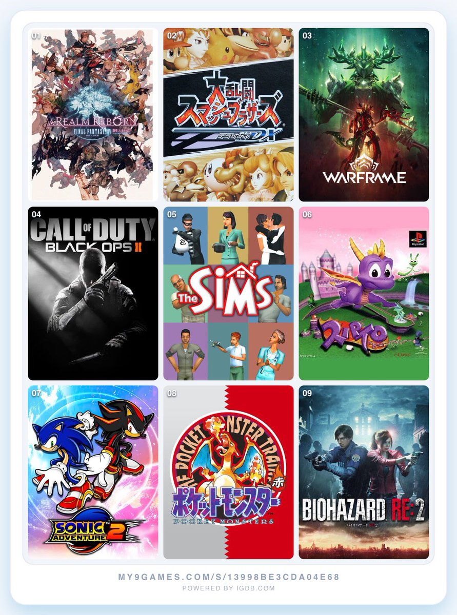 Akumikuyo's tweet photo. The 9 games that shaped me. 🩵 https://t.co/sMCjs6iU09