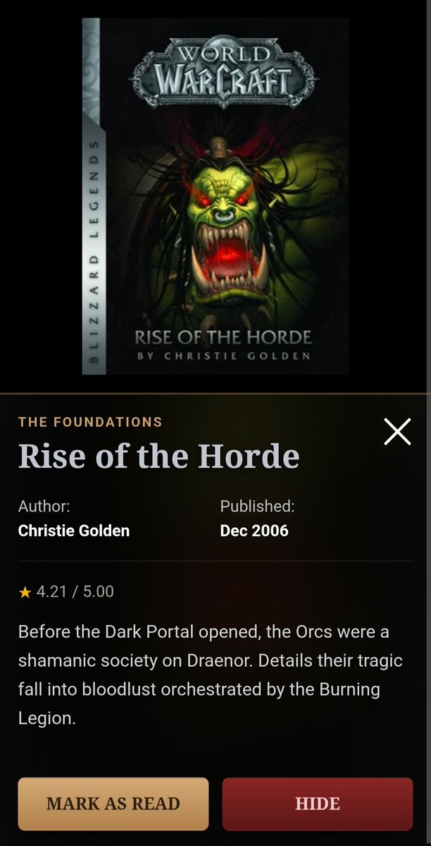 doux_reve's tweet photo. Calling all WoW lore fans! π Track your Warcraft reading list with this free web app.
- Drag & drop reordering
- Synopses & previews
- Installable to your device
- Mark books as read
Check it out: https://t.co/xvnF6IR2w3
#WorldOfWarcraft #WarcraftLore #WoW https://t.co/Z1IIeeXte9