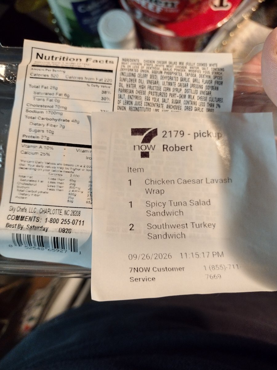 vivafriend5's tweet photo. @7eleven I ordered some fresh food items from your 7NOW Delivery app tonight. Family ate their items and discovered a fun fact. There is a "best by" date bear the UPC. My eyes bulged out of my head when I saw these two. 9/20 Caesar wrap, 9/21 Tuna sandwich served at 11:16 pm 9/26 https://t.co/hBCvDbdpKX