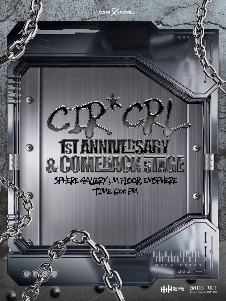 CIRCRL's tweet photo. CIR*CRL 1st ANNIVERSARY & COMEBACK STAGE

08 OCTOBER 2026 | 6:00 PM (GMT+7)
at SPHERE GALLERY 1, M FLOOR, EMSPHERE

✶ ลงทะเบียนเข้าร่วมงานฟรี 120 ท่าน
(80 ท่านที่ได้รับสิทธิ์แฟนไซน์ไม่จำเป็นต้องลงทะเบียน)

✶ ลงทะเบียนพร้อมกันวันที่ 29 กันยายน 2026 เวลา 20:00 น.
ผ่าน Google Form ทาง X (@CIRCRL)
และประกาศรายชื่อในวันที่ 30 กันยายน 2026 เวลา 12:00 น.

✶ กิจกรรม CIR*CRL 1st FANSIGN EVENT จะเริ่มหลังจากกิจกรรม CIR*CRL 1st ANNIVERSARY & COMEBACK STAGE สิ้นสุด

#CIRCRL1stANV
#CIRCRL
#MchoiceMusic #MchoiceTH