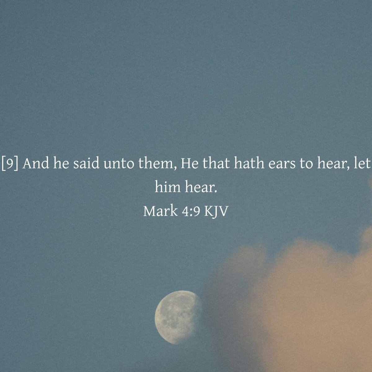 lisamabry's tweet photo. “And he said unto them, He that hath ears to hear, let him hear.”
Mark 4:9 KJV

https://t.co/Gm5yRsPDqg https://t.co/CLQkztG6op