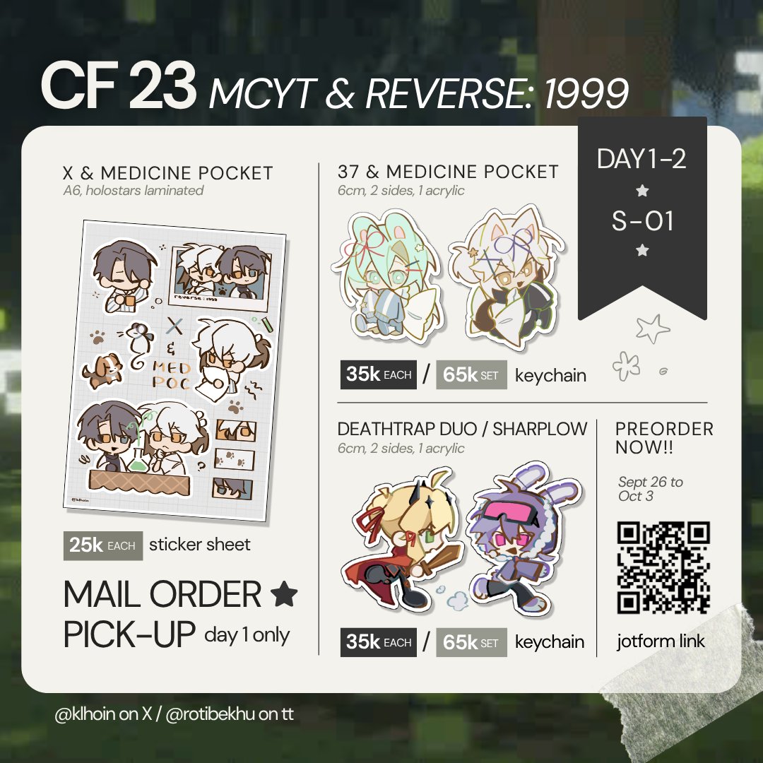 mcytbase's tweet photo. Mcsell! haloo, sender is opening CF23 preorders! ada mcyt ( uu &amp; strength ) and reverse: 1999 barangkali ada yg minat :D (link di reply!) https://t.co/2tRKrnNn9M