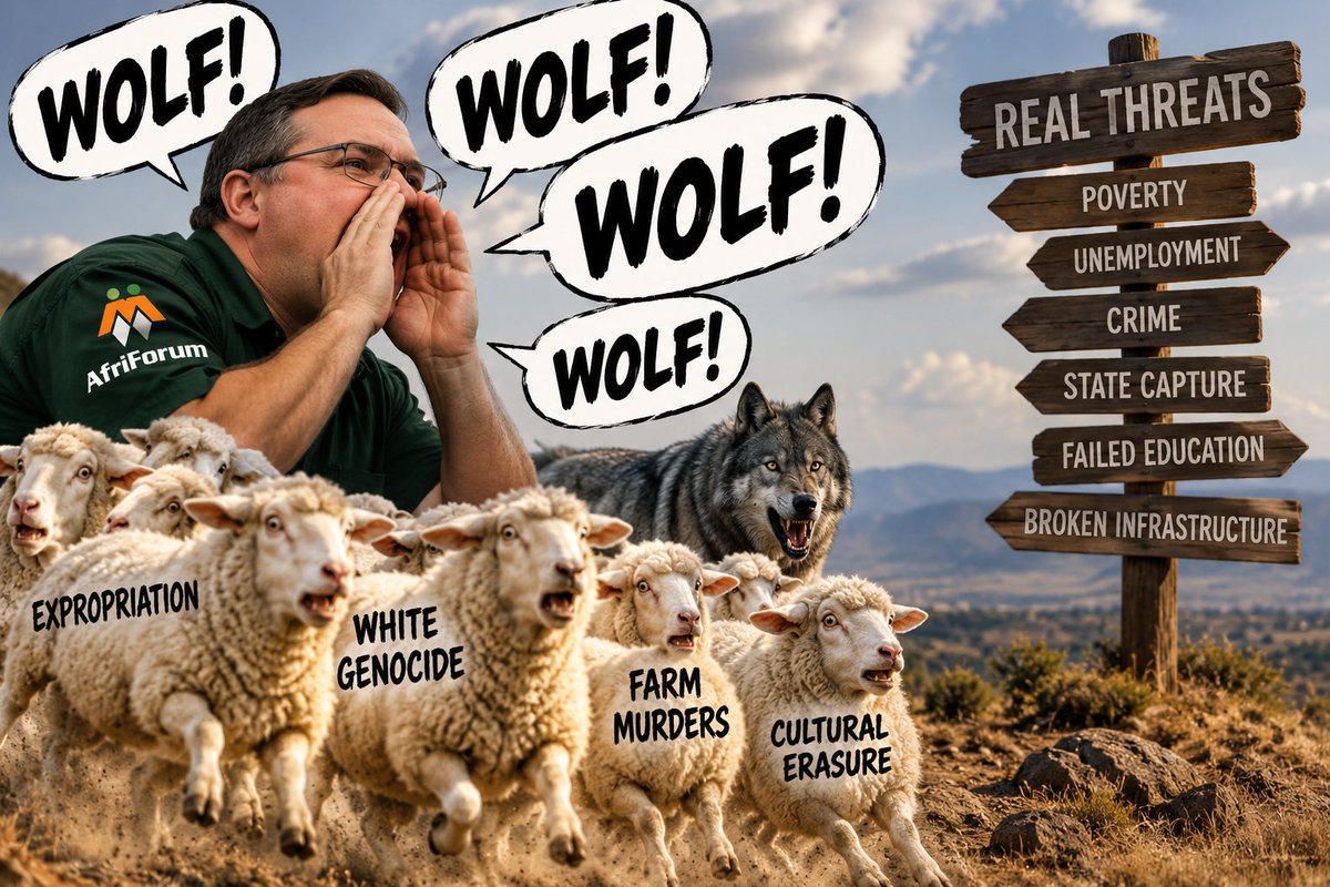 jfjoubert's tweet photo. The danger of AfriForum’s constant “wolf calling” is that Afrikaners may eventually lose the ability to distinguish a genuine threat to their future as a minority from political alarmism.
South Africa needs vigilance grounded in facts and not perpetual cries of “wolf.” https://t.co/ykvQ1hGuRM