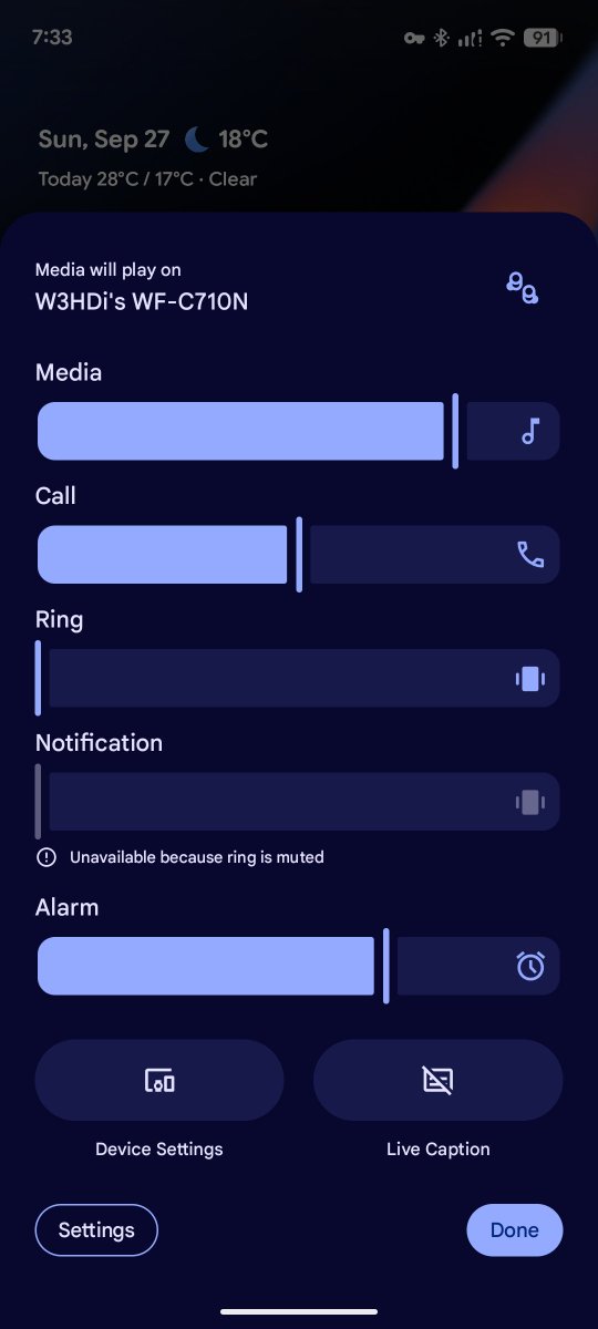 W3HDi's tweet photo. I’m not sure if the missing blur effects in parts of Material 3 Expressive on my Google Pixel 7 are intentional in Android 17 QPR1. Newer Pixels appear to have them. I hope this is addressed in a future update and isn’t a device-specific limitation. https://t.co/KYmUwkgE2P