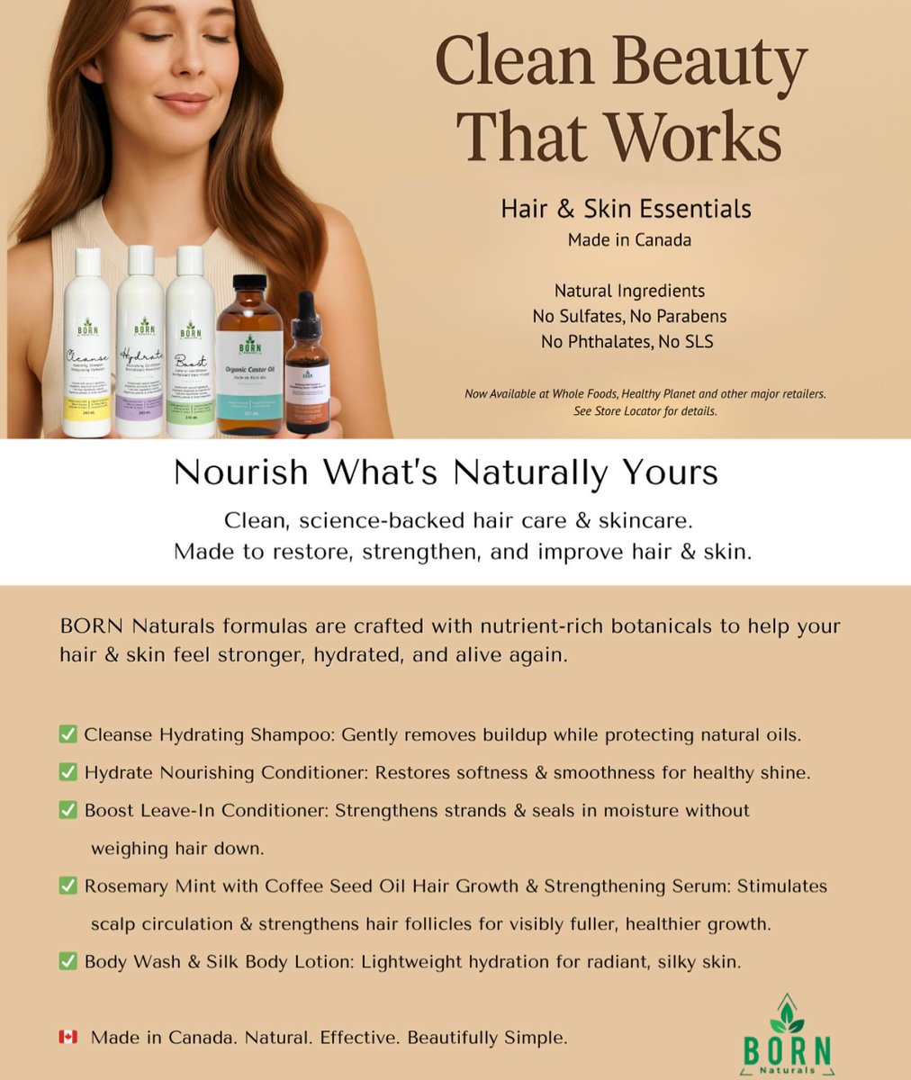 ariel33gil's tweet photo. تركيبات BORN Naturals غنية بالنباتات المغذية لشعر وبشرة أقوى وأكثر ترطيبًا وحيوية. شامبو وبلسم وسيروم وإسنس للجسم بتركيبات طبيعية فعالة، مصنوعة في كندا. https://t.co/vAPiMJtI8b