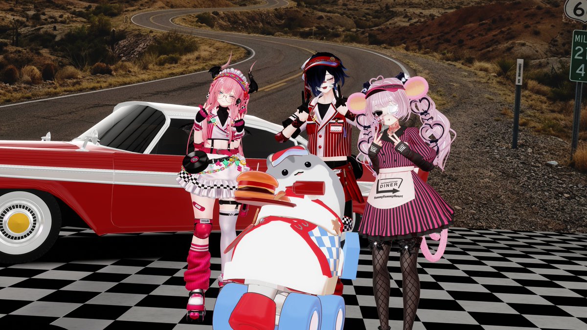 kuremavrc's tweet photo. #ダイナー改変集会 行ってきましたー！
ダイナー衣装に映えるエモいフォトスポットのある素敵なワールドで、可愛いダイナー衣装の方々を見れて最高でしたー！！次回開催は12/26らしいですよ～！🍔🍟 https://t.co/rincRYmUfZ