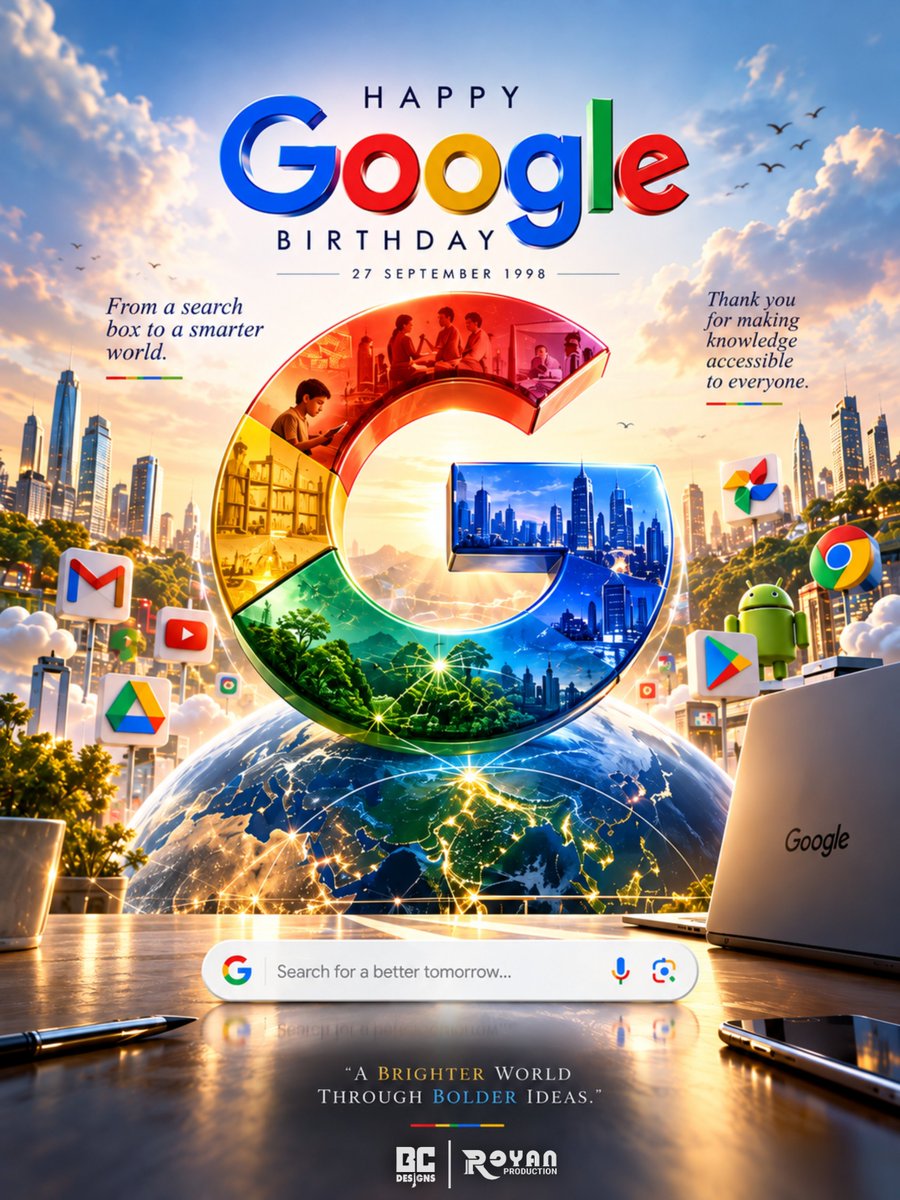 Itz_Bhuvann's tweet photo. Happy 28th Birthday, @Google! 🎉 Thank you for settling all our arguments and helping us survive late-night assignments since 1998. Here’s to organizing the world's info! 🌐🔍 #GoogleBirthday #Google28 #HappyBirthdayGoogle https://t.co/wDZvvYzRyH