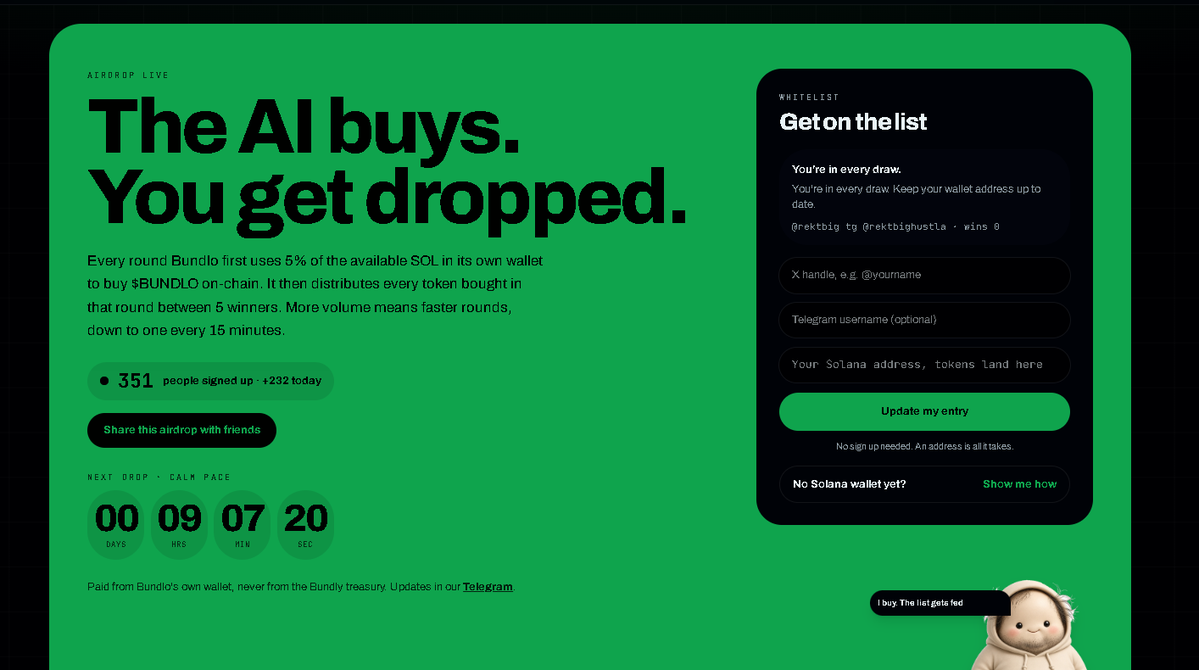 UseBundly's tweet photo. 🚨 IMPORTANT AIRDROP UPDATE

From now on, a valid Telegram username is mandatory when joining the $BUNDLO airdrop.

Make sure you enter your Telegram username correctly. This is where you may receive notifications if you win, so double check it before submitting.

The airdrop is an ongoing NON STOP lottery and we’re already at 300+ participants.

More people are joining every day, and soon we’ll start accelerating the drops as activity and volume increase.

Old wallets are fine for now. We’ll migrate them to the new Telegram system soon.

Join here:

https://t.co/lcjo8HbYED

Your Telegram username matters. Make sure it’s correct. 👀