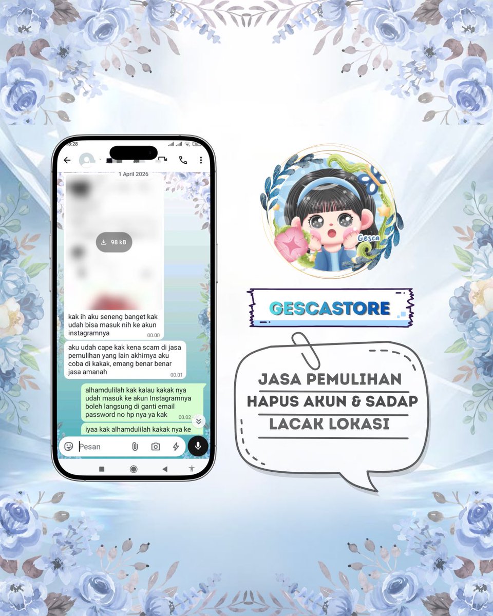 Brenda_demi's tweet photo. 🔗Menyediakan Jasa pemulihan Akun &amp; Jasa Hapus akun, Jasa Lacak, Sadap WhatsApp

🔗Jasa balikin akun  ,Facebook, Tiktok,Linkedlin, Gmail, Line, all sosmed

🔗Hapus akun Facebook, Instagram, Line, Twitter, YouTube, &amp; lain nyaa

Full testi, Fast Prosess, WhatsApp Di Bio https://t.co/f9oOmGCKhe