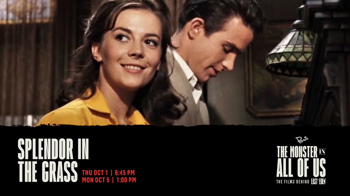 ParisTheaterNYC's tweet photo. Director Elia Kazan’s SPLENDOR IN THE GRASS stars Natalie Wood and Warren Beatty (in his film debut) as high school sweethearts kept apart by small-town morality.

See it Thursday, Oct 1 and Monday, Oct 5 in our series The Monster in All of Us: The Films Behind EAST OF EDEN, a week-long selection of films hand-picked by creator Zoe Kazan (@zoeinthecities) to celebrate the Oct 1 release of her new series EAST OF EDEN - only on Netflix.

Get tickets: https://t.co/vdRNnaaliU