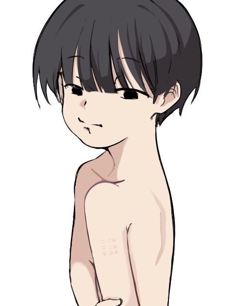 sasiminuko's tweet photo. ハンコ注射の後を描きたかっただけ https://t.co/JZYi2WdVUL