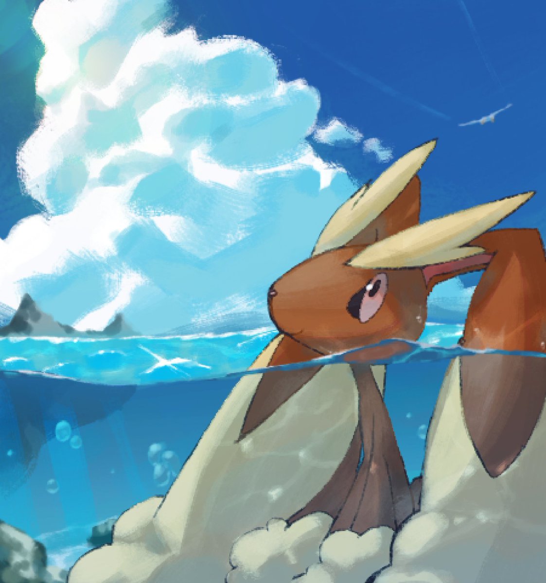 RexDoesStuff's tweet photo. lopunny art based on a psyduck card, i'm one day late for bunny day.. https://t.co/5XhWzcjLyd