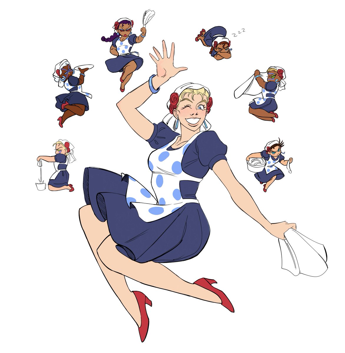 alien_bottle's tweet photo. Ohhh i found this super cute drawing of suzi q and The Men dressed as maids i did for maid day last year that I never finished... theyre all so cute https://t.co/GJrYBEKLIW