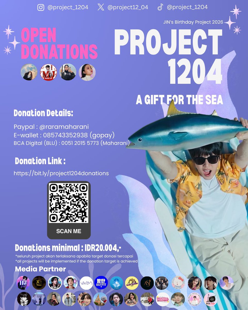 MadnaeJin1204's tweet photo. 📊 DONATION TRACKER UPDATE: 17.06% REACHED!

The wave is getting bigger! Thanks to the amazing support from ARMYs worldwide, we’ve officially reached 17.06% (Over IDR15 Million) for Seokjin’s coral reef gift! 🥺💜

Let's keep this beautiful momentum going and fill the bar all the way to 100%! 🪸✨

Join the movement and make your donation here:
👉 https://t.co/SkpGjp1VW3

#Project1204 #SeokjinBirthdayProject #AGiftForTheSea #BTSJin