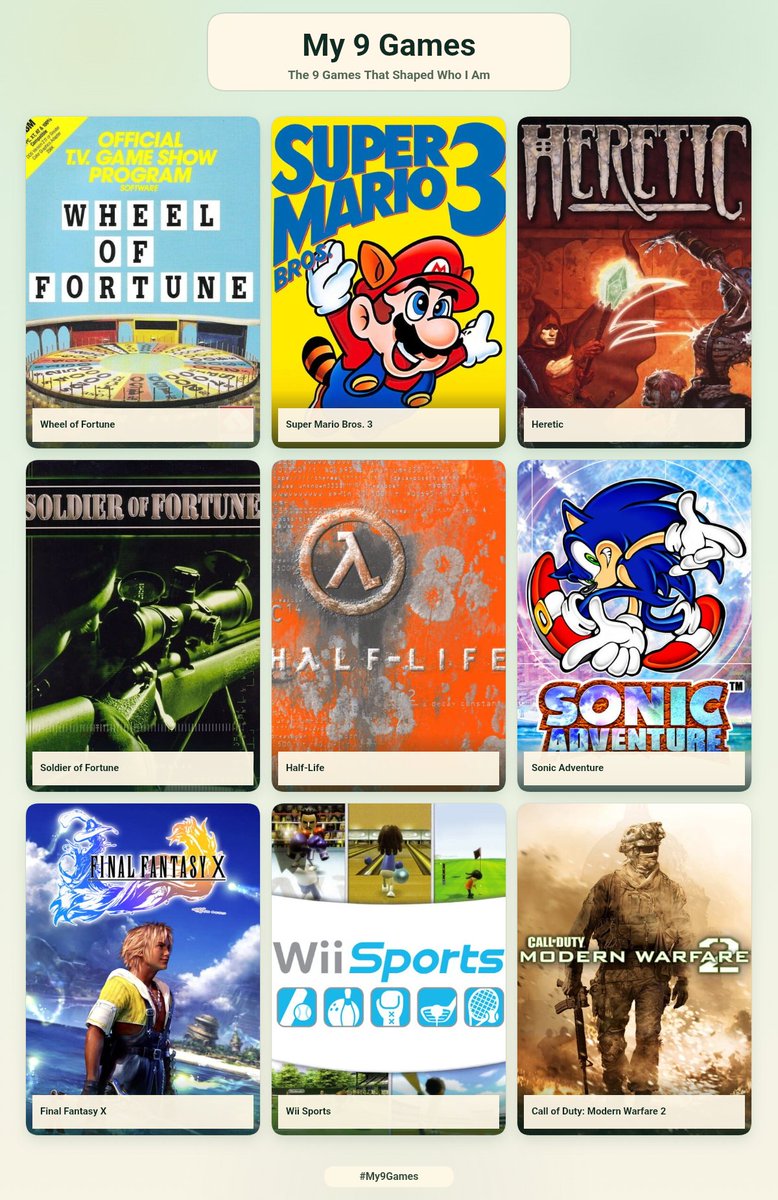 BradBoyles's tweet photo. Gunna date myself here, but here's my 9 games that helped shaped who I am.
This was kinda hard, 9 wasn't enough. https://t.co/mgwGfPOtPU