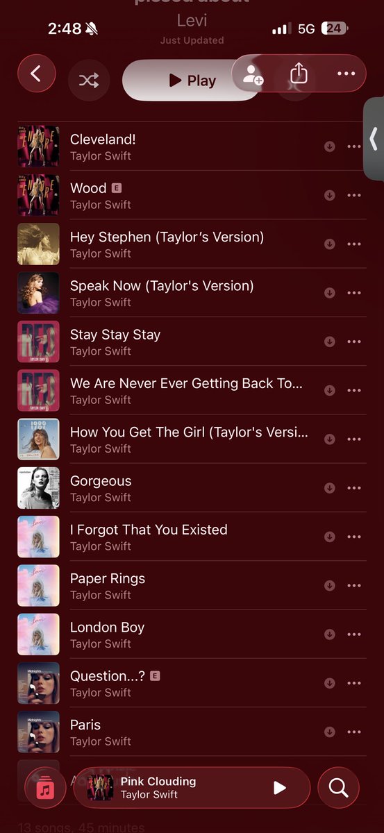 dancinginlevis's tweet photo. i made a new playlist and it’s called “taylor songs that annoying people get pissed about” https://t.co/2YcnBKM2hZ