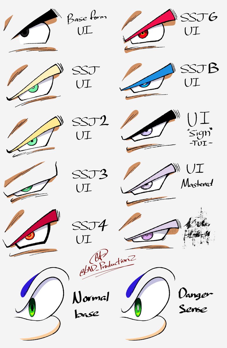 KAD_ProductionZ's tweet photo. I feel like it's the right time to post this, since surely there won't be any questions, just admiration

I wanted to showcase my style in how I designed each Ultra Instinct eye for each form Goku has. Alongside my artistic style depicting Sonic's danger sense https://t.co/3k30Ff8kR5