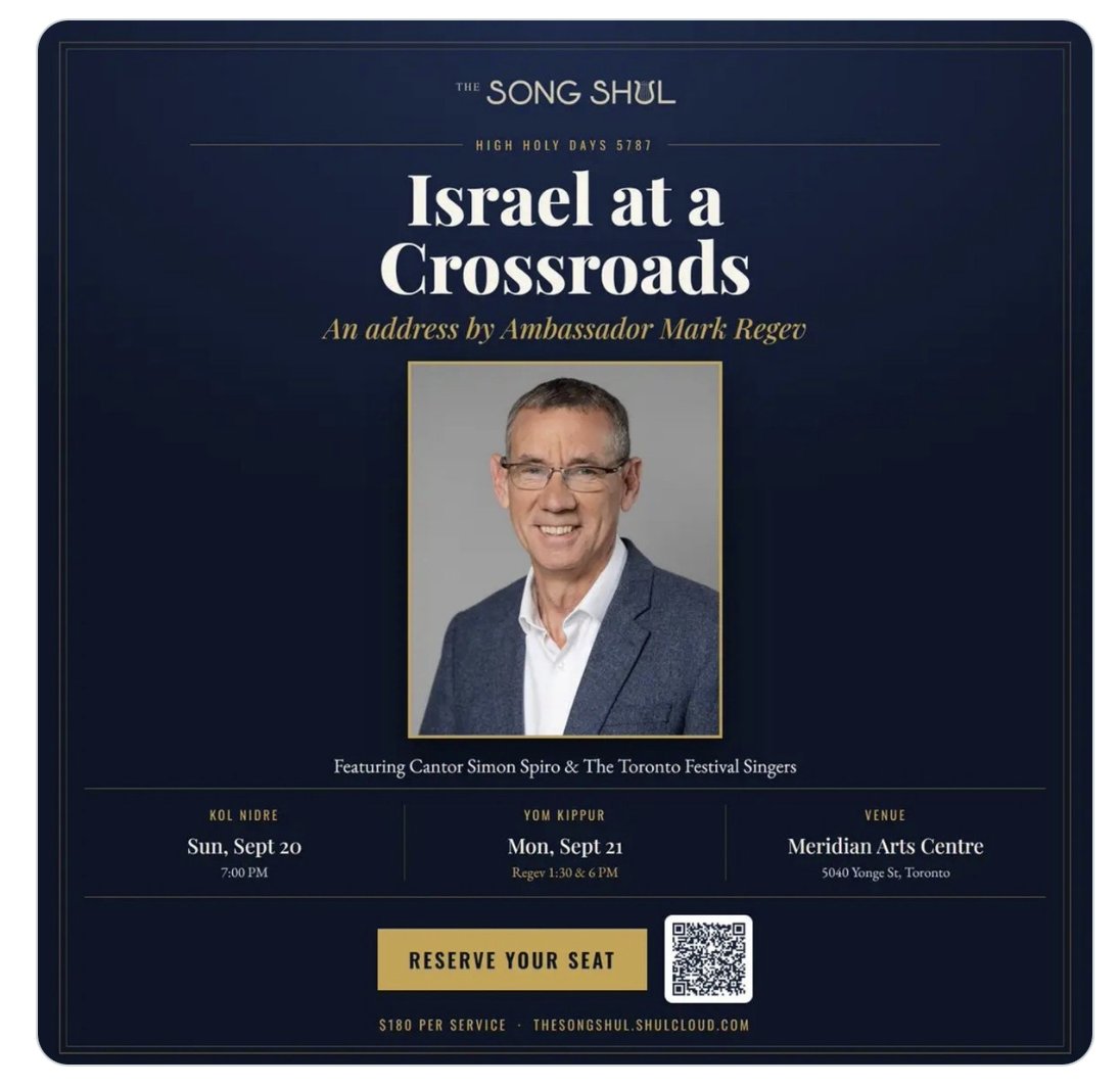 TaylorMooreK's tweet photo. @CantorEsther @shuvmajumdar No Esther. What CBC is doing here is punishing a journalist for lying. 
It wasn't a synagogue, it was an arts centre. 
There was no Yom Kippur service - it was a ticketed event &amp; the guest of honour was Mark Regev. 
People were picketing him because he is a genocide defender. https://t.co/GUUXk5xm0k