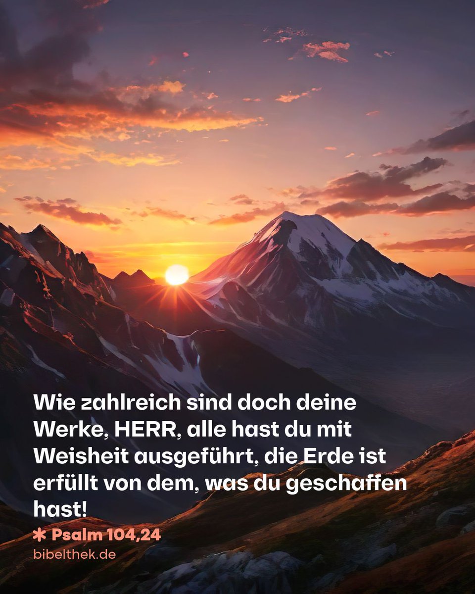 BibelTV's tweet photo. Wie zahlreich sind doch deine Werke, Herr, alle hast du mit Weisheit ausgeführt, die Erde ist erfüllt von dem, was du geschaffen hast!
Psalm 104,24 (NGÜ)

https://t.co/CmDY4APG4x

#bibeltv #bibelthek #bibel #bibelvers #gotteswort #glaube #gott #jesus #hoffnung #liebe #instadaily https://t.co/nG0KgZSArb