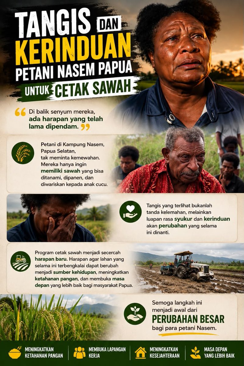 TimurParadise's tweet photo. Begitu pentingnya dan bermanfaat nya program cetak sawah hingga dirindukan dan ditangisi oleh masyarakat Papua. Mari kita dukung Cetak Tanah Untuk Tani Papua. https://t.co/SiCOxiLPr3